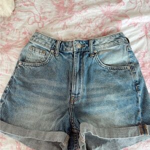 H&M Blue Jean Shorts High-Waisted Cuffed